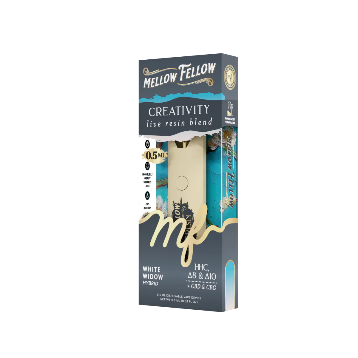 Mellow Fellow Creativity Blend 0.5ml Live Resin Disposable Vape - White Widow (Hybrid)