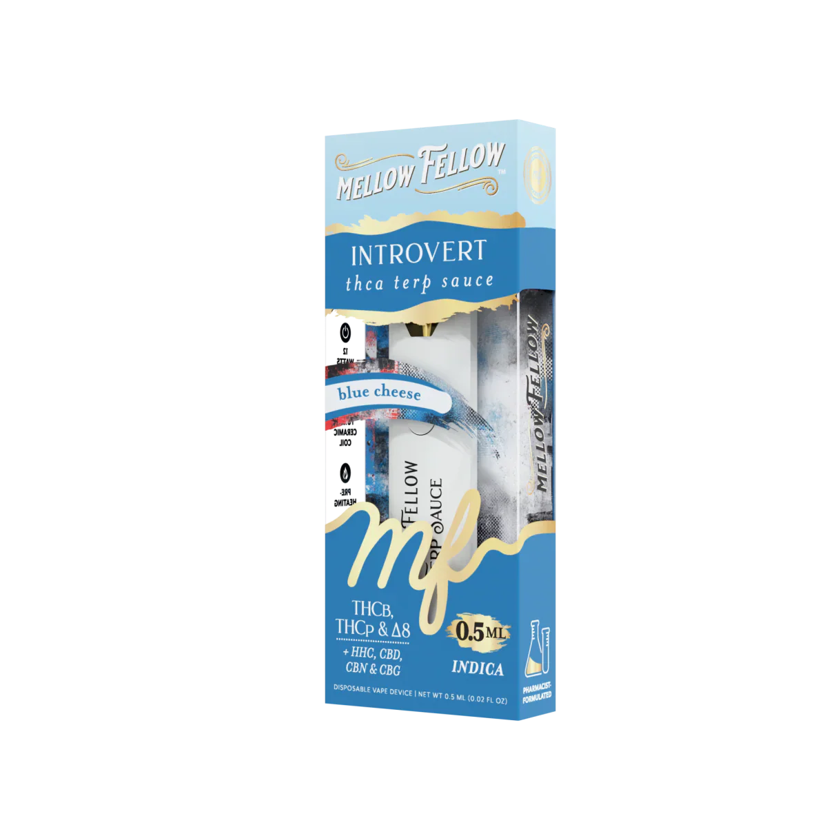 Mellow Fellow Introvert Blend 0.5ml Terp Sauce Disposable Vape - Blue Cheese (Indica)