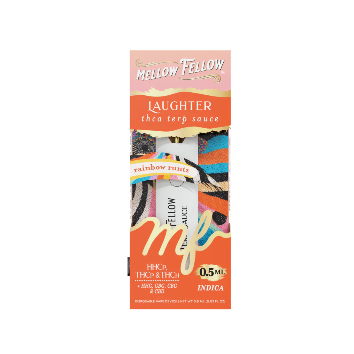 Mellow Fellow Laughter Blend 0.5ml Terp Sauce Disposable Vape - Rainbow Runtz (Indica)