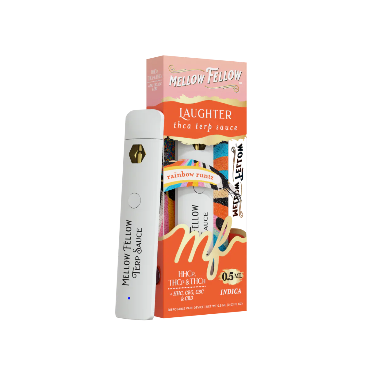 Mellow Fellow Laughter Blend 0.5ml Terp Sauce Disposable Vape - Rainbow Runtz (Indica)