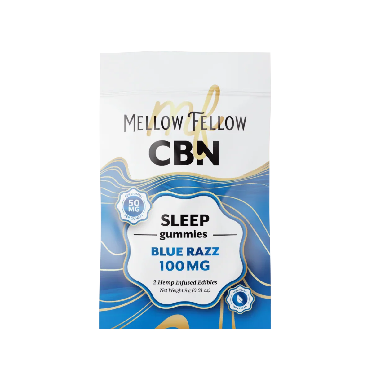 Mellow Fellow Sleep CBN Gummies 100mg - Blue Razz Best Sales Price - Edibles