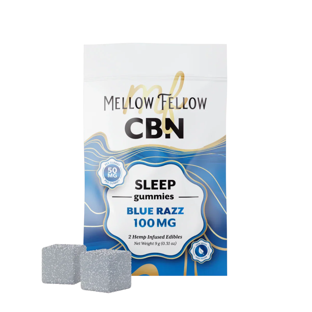 Mellow Fellow Sleep CBN Gummies 100mg - Blue Razz Best Sales Price - Edibles