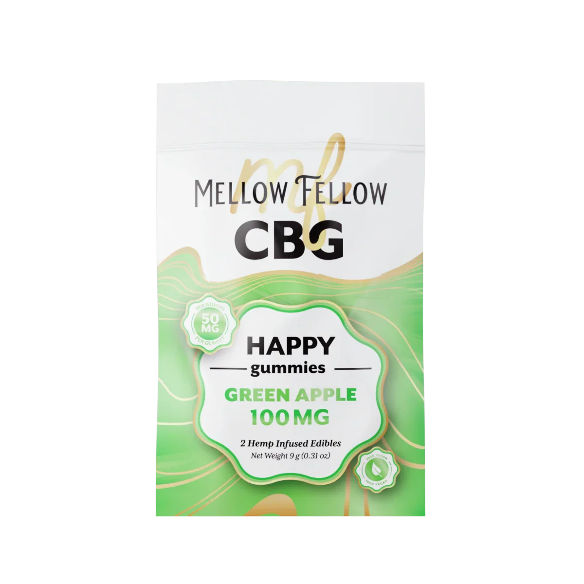 Mellow Fellow Happy CBG Gummies 100mg - Green Apple Best Sales Price - Edibles