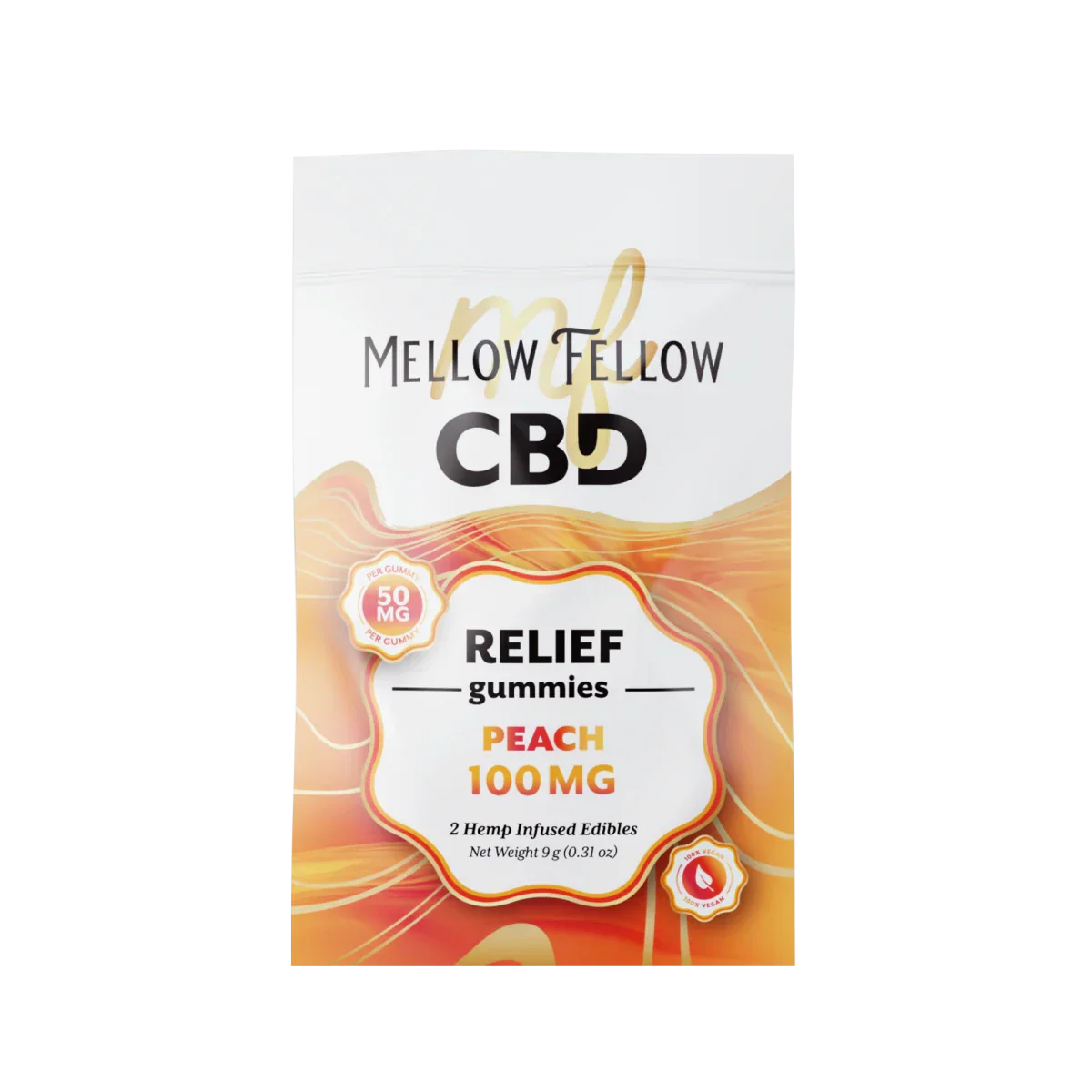 Mellow Fellow Relief CBD Gummies 100mg - Peach Best Sales Price - Edibles