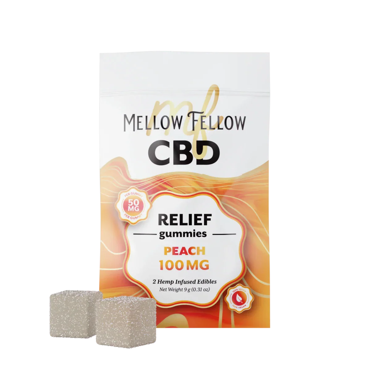 Mellow Fellow Relief CBD Gummies 100mg - Peach Best Sales Price - Edibles
