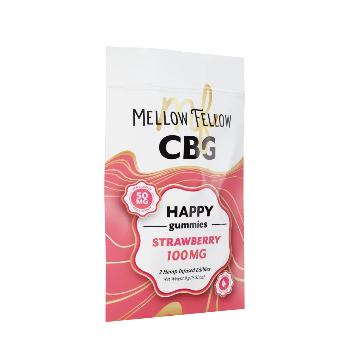 Mellow Fellow Happy CBG Gummies 100mg - Strawberry Best Sales Price - Edibles