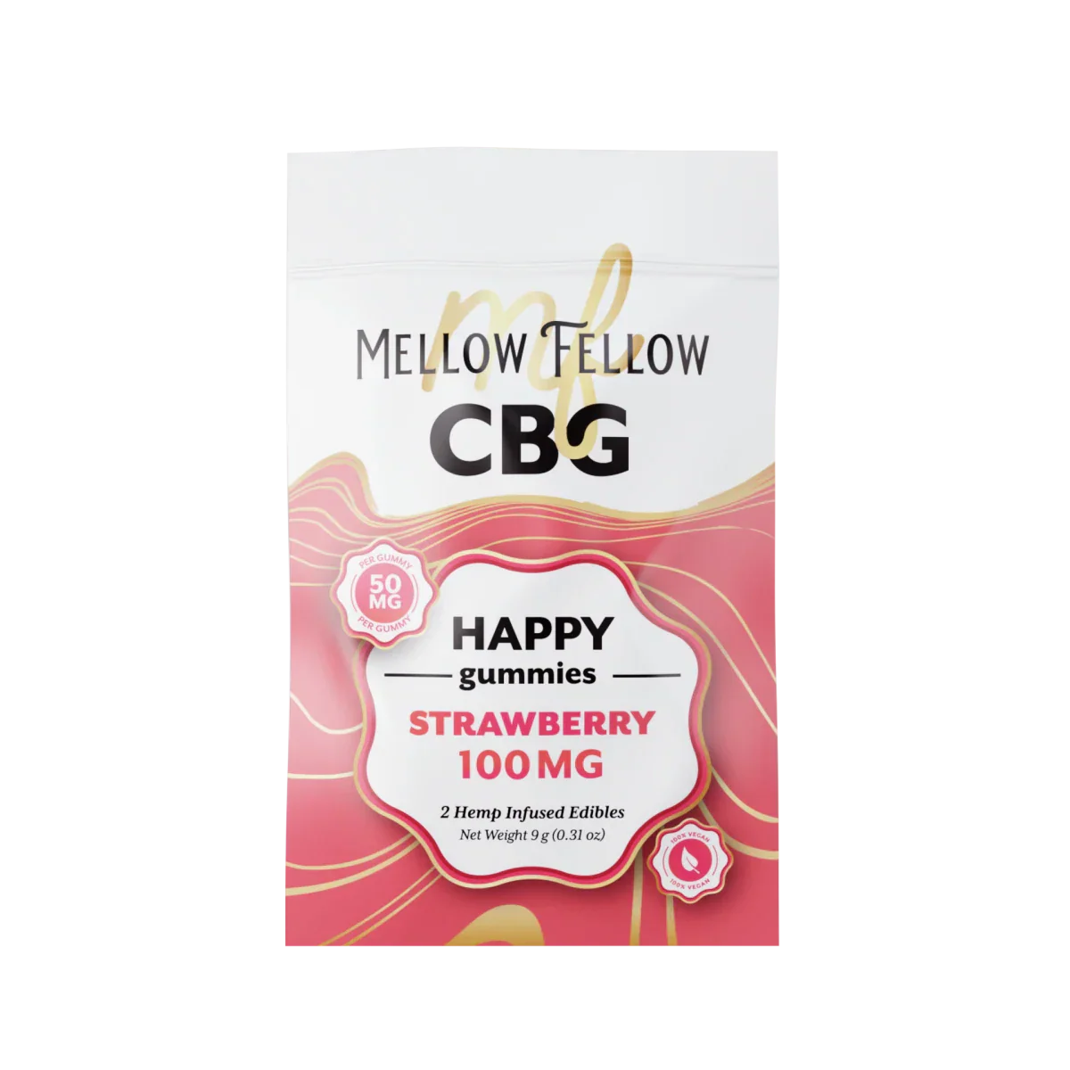 Mellow Fellow Happy CBG Gummies 100mg - Strawberry Best Sales Price - Edibles