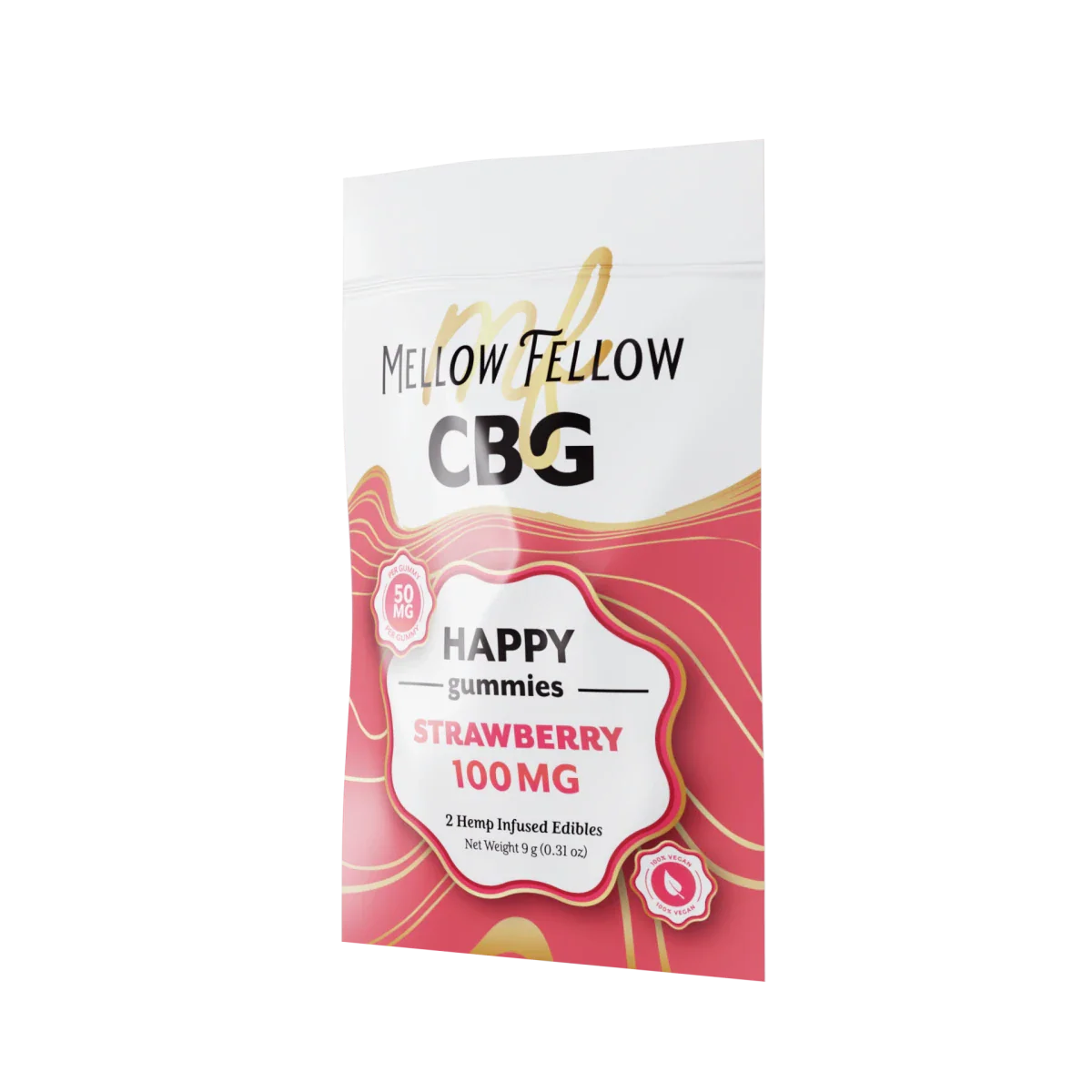 Mellow Fellow Happy CBG Gummies 100mg - Strawberry Best Sales Price - Edibles