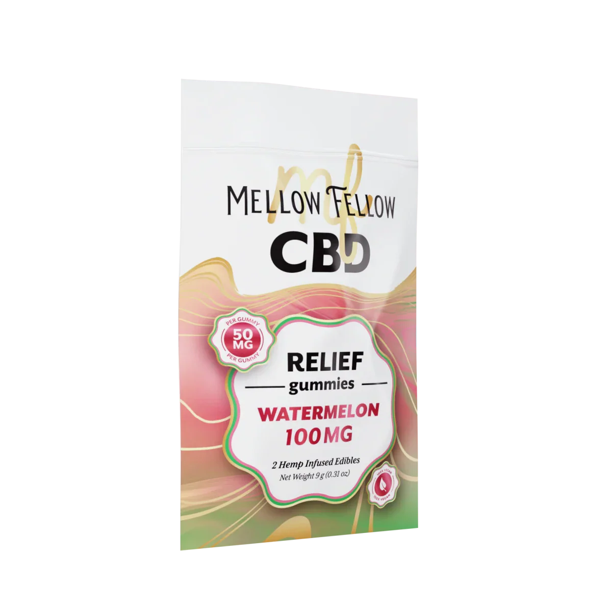 Mellow Fellow Relief CBD Gummies 100mg - Watermelon Best Sales Price - Edibles