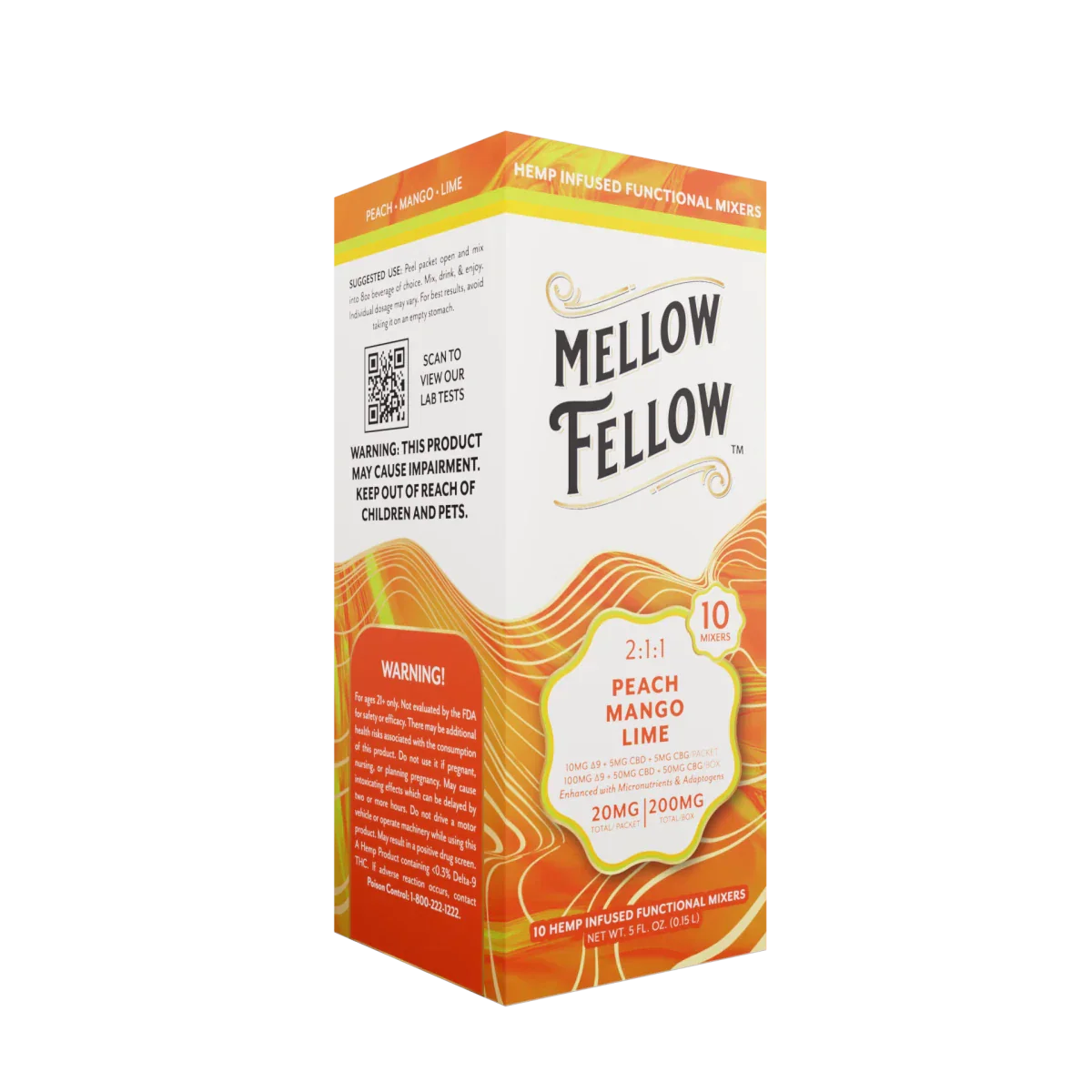 Delta 9 + CBD & CBG Mixers 10pc - Peach Mango Lime