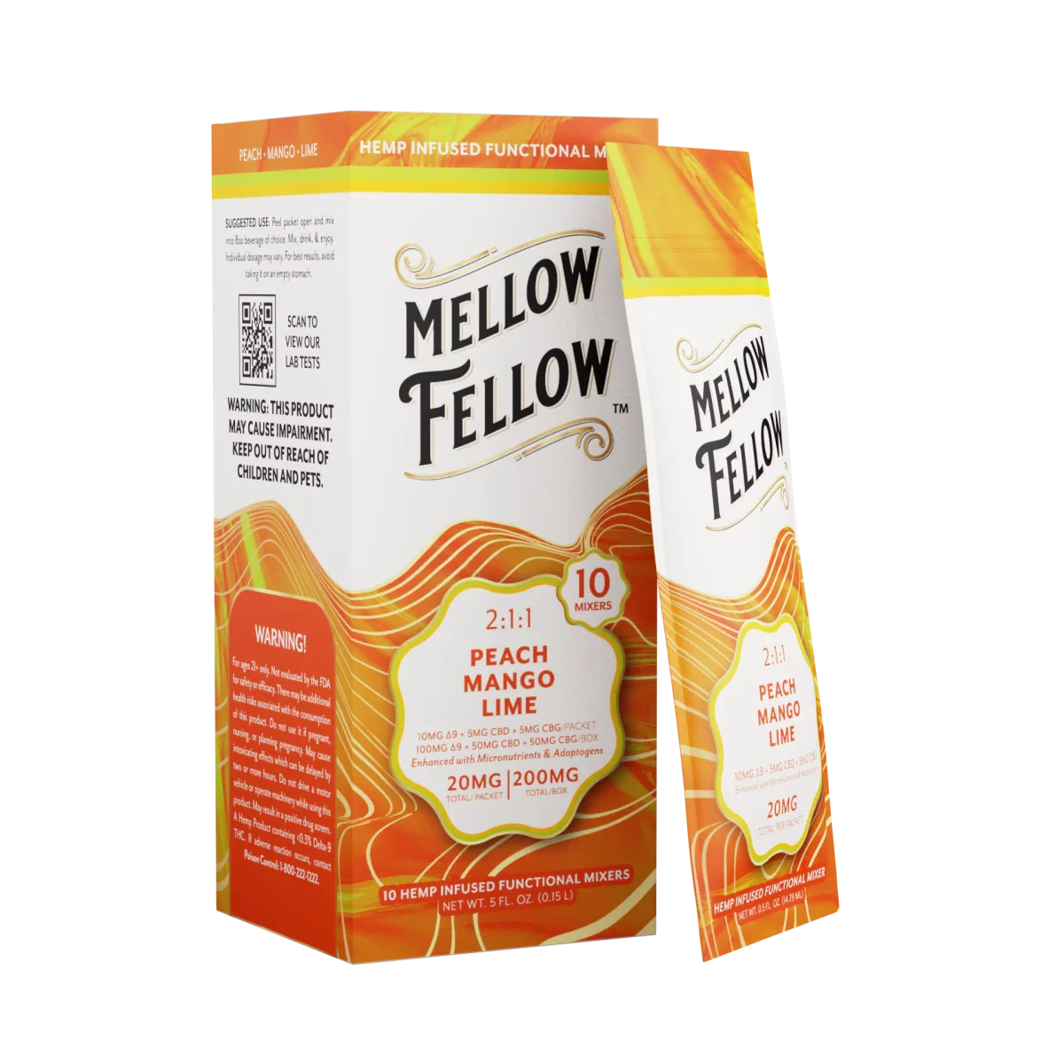 Delta 9 + CBD & CBG Mixers 10pc - Peach Mango Lime