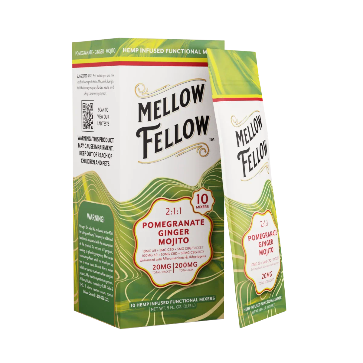 Delta 9 + CBD & CBG Mixers 10pc - Pomegranate Ginger Mojito