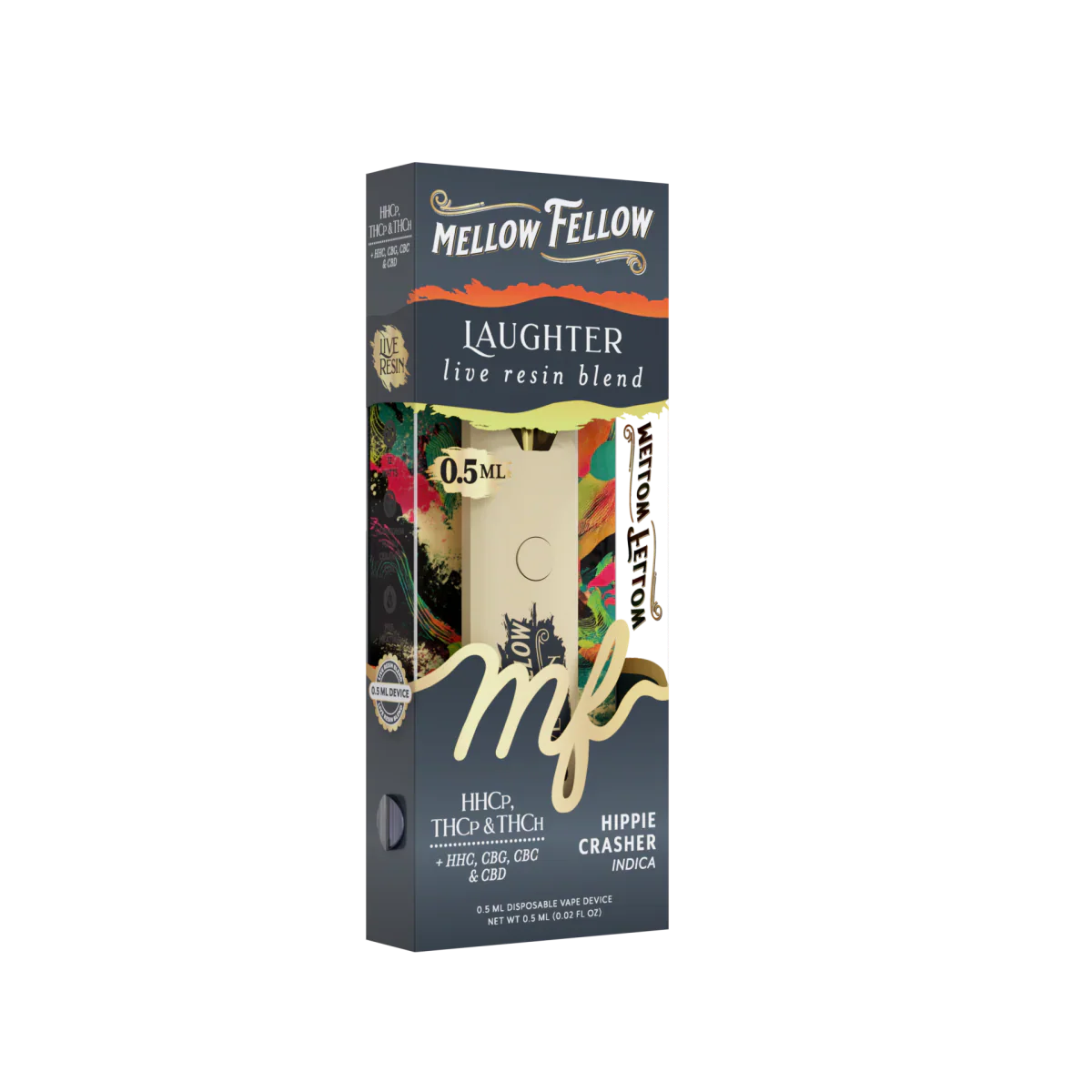 Mellow Fellow Laughter Blend 0.5ml Live Resin Disposable Vape - Hippie Crasher (Indica)