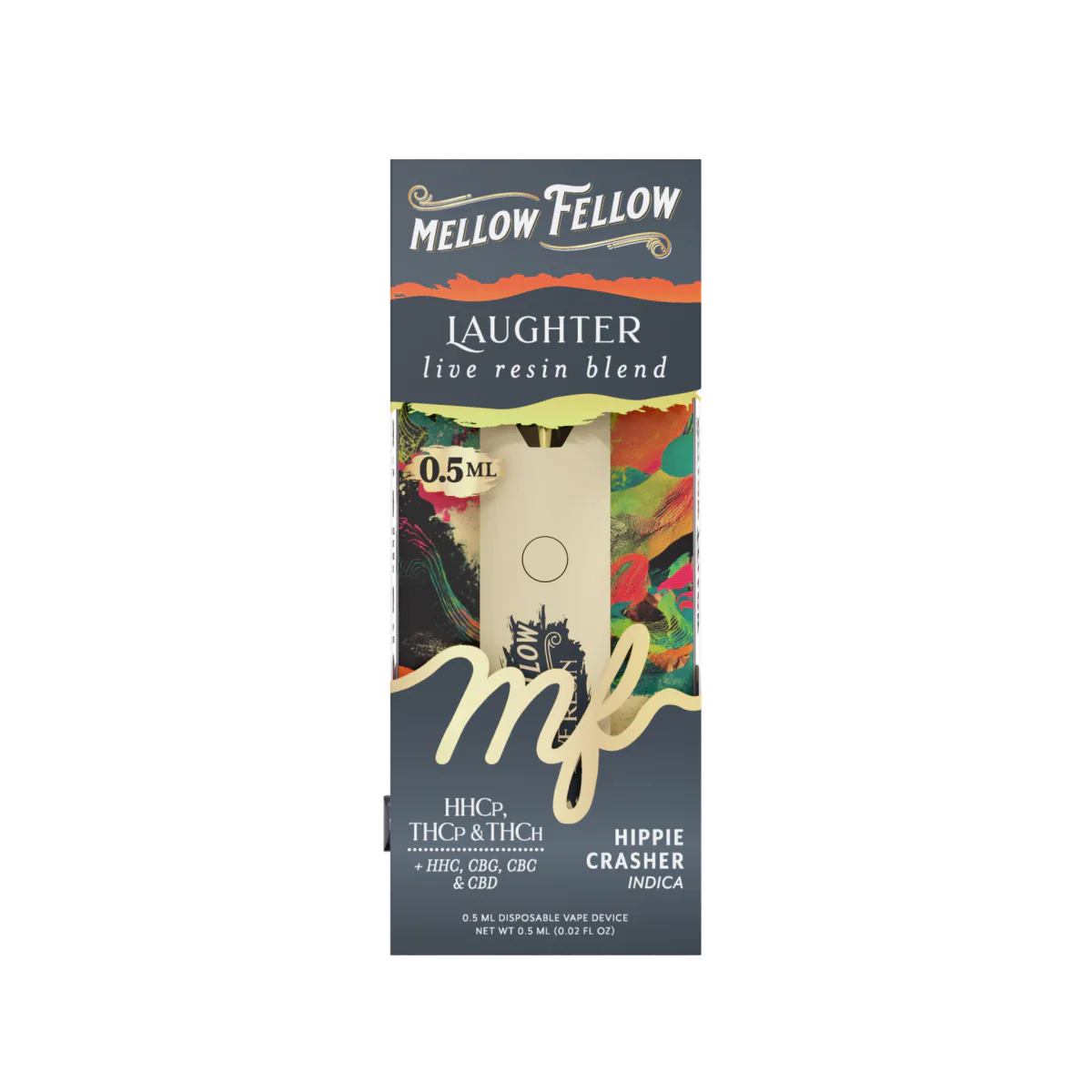 Mellow Fellow Laughter Blend 0.5ml Live Resin Disposable Vape - Hippie Crasher (Indica)