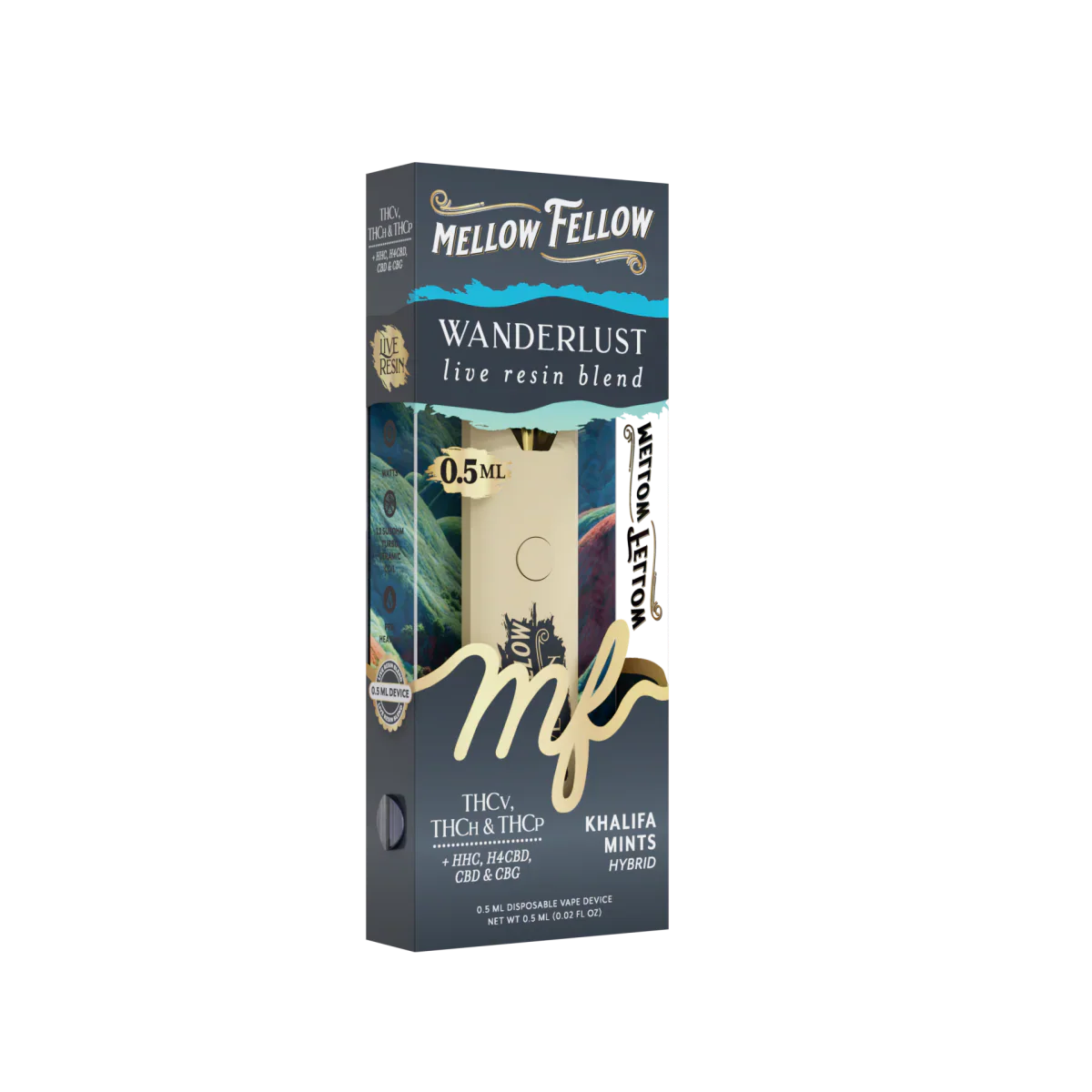 Mellow Fellow Wanderlust Blend 0.5ml Live Resin Disposable Vape - Khalifa Mints (Hybrid)