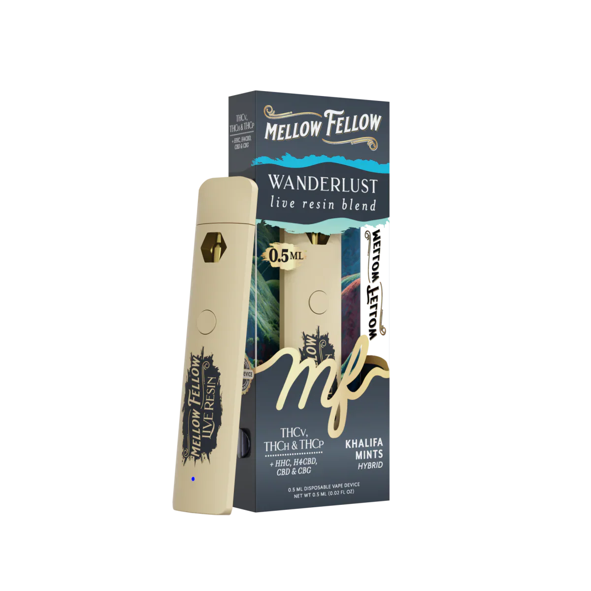 Mellow Fellow Wanderlust Blend 0.5ml Live Resin Disposable Vape - Khalifa Mints (Hybrid)