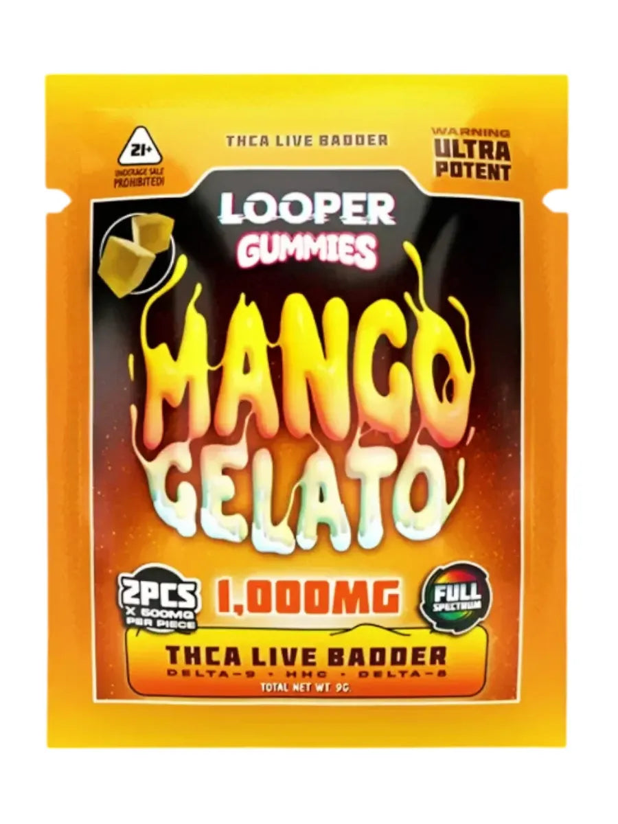 Mango Gelato Looper THCA+Delta-9+HHC+Delta-8 Gummies 2ct 1000mg