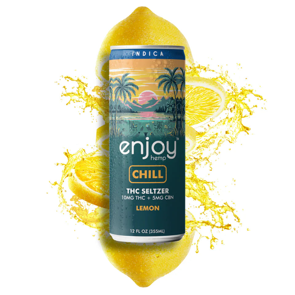Enjoy Hemp 10mg THC + 5mg CBN Lemon Seltzer for Chill (Indica) | Mediumdose Relaxation, Alcohol-Free Drink Best Price