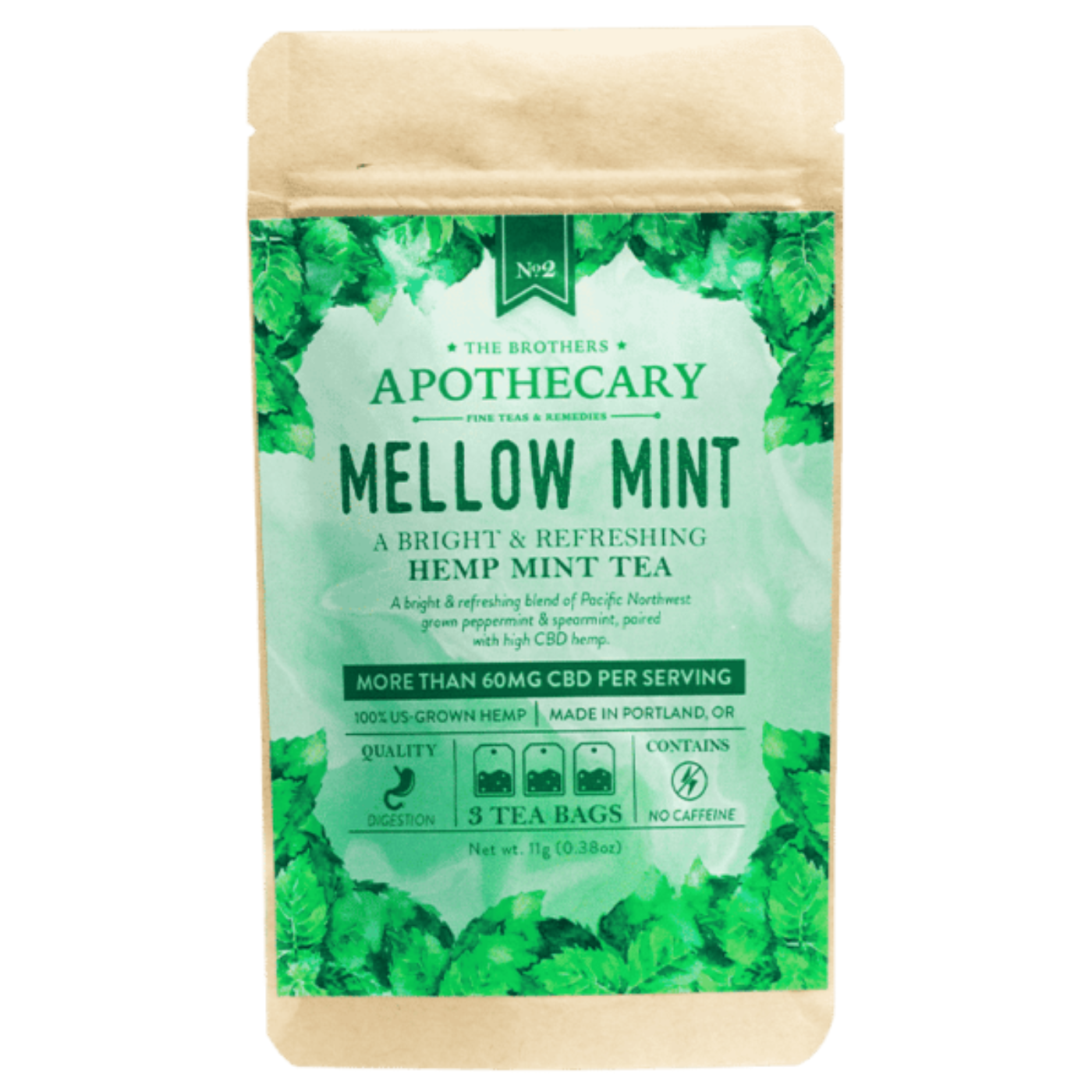 Brothers Apothecary | Mellow Mint CBD Tea | 60mg CBD – 3 Count