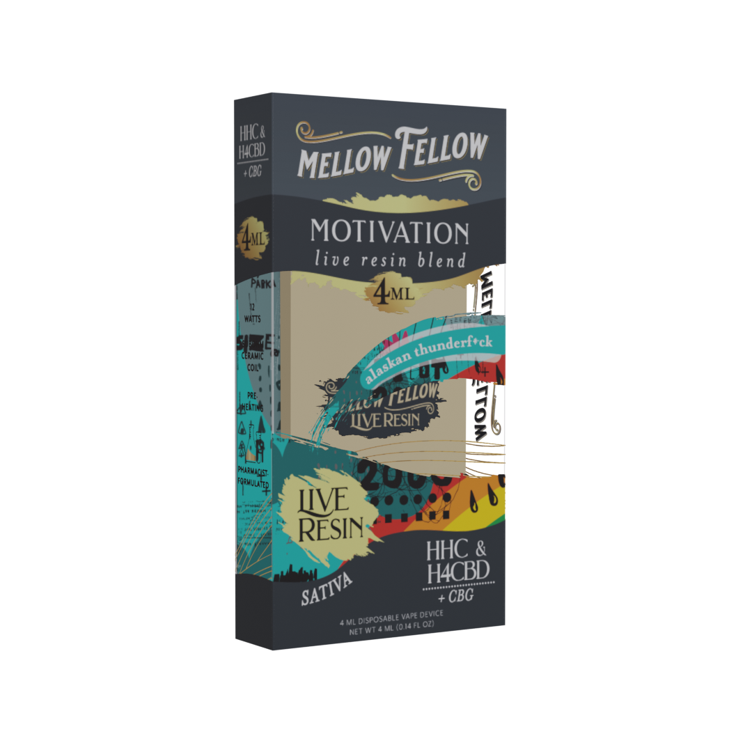 Mellow Fellow Motivation Blend 4ml Live Resin Disposable Vape Alaskan Thunderf*ck Best Price