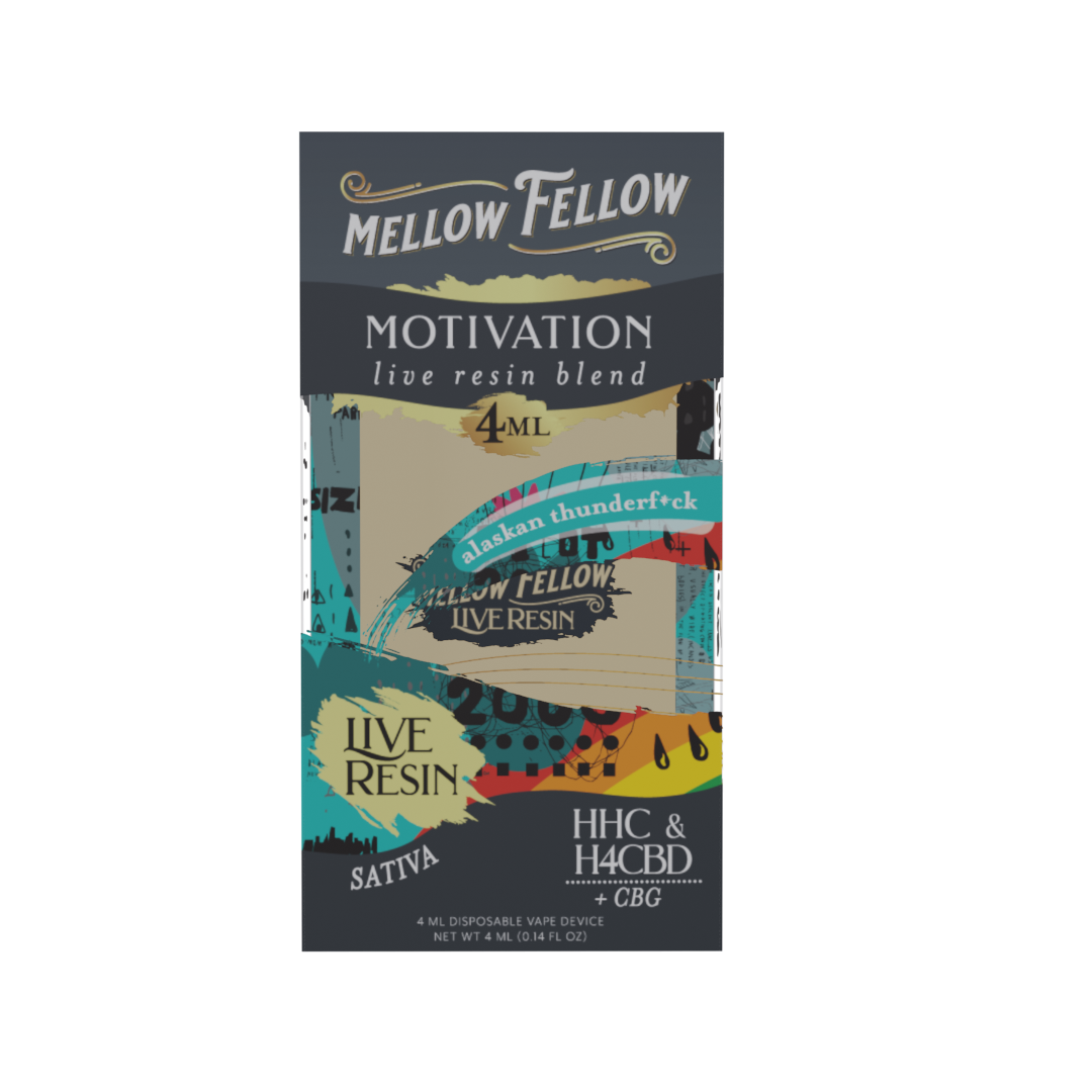 Mellow Fellow Motivation Blend 4ml Live Resin Disposable Vape Alaskan Thunderf*ck Best Price