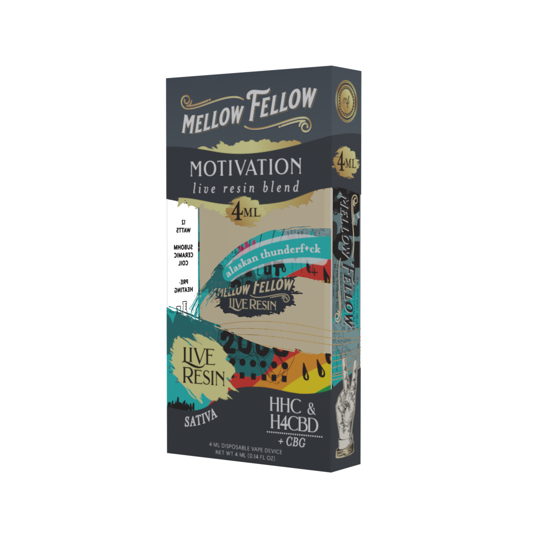 Mellow Fellow Motivation Blend 4ml Live Resin Disposable Vape Alaskan Thunderf*ck Best Price