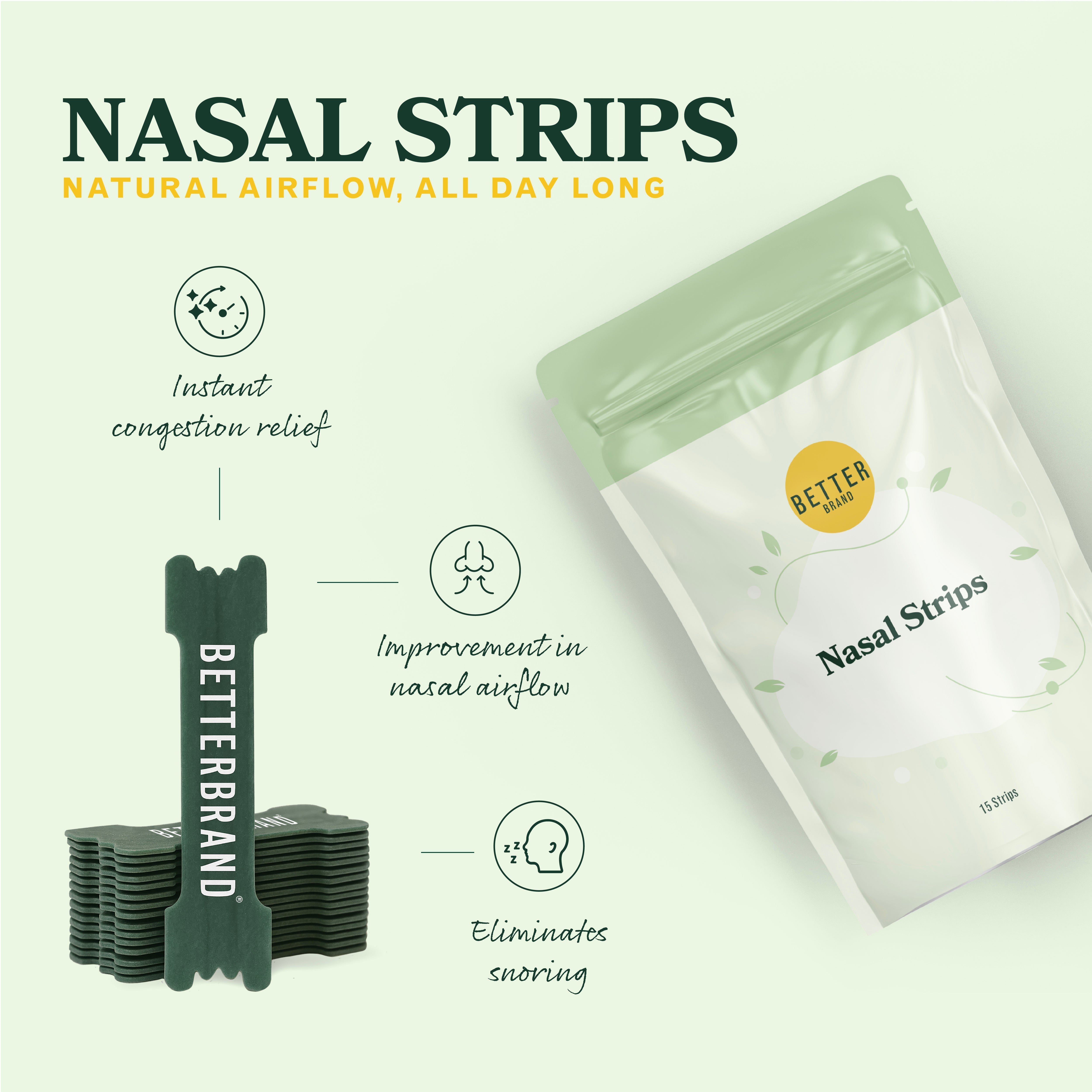 BetterBrand Nasal Strips for Sleep & Breathing Support