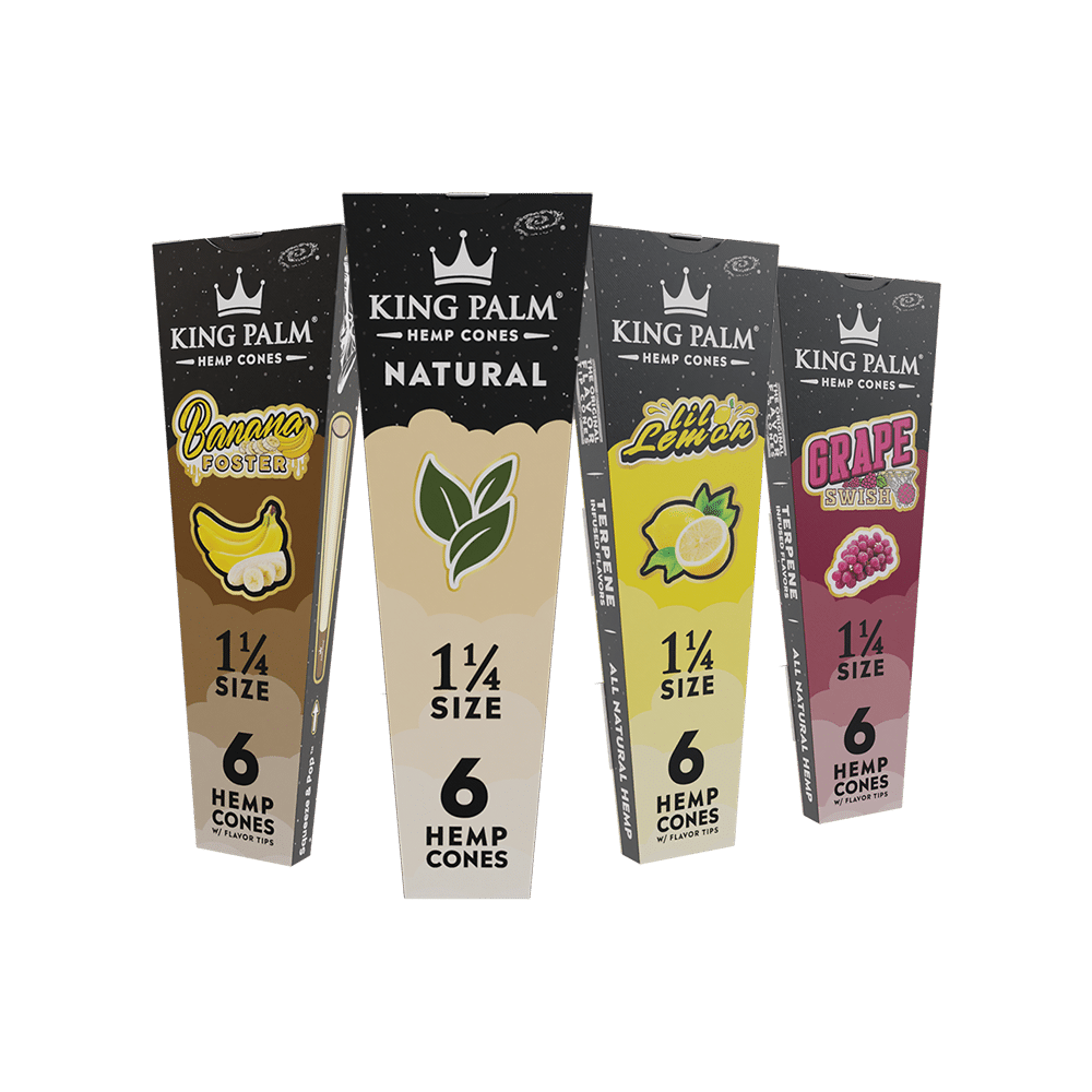 King Palm 6 Hemp Cones - 1 1/4 Size