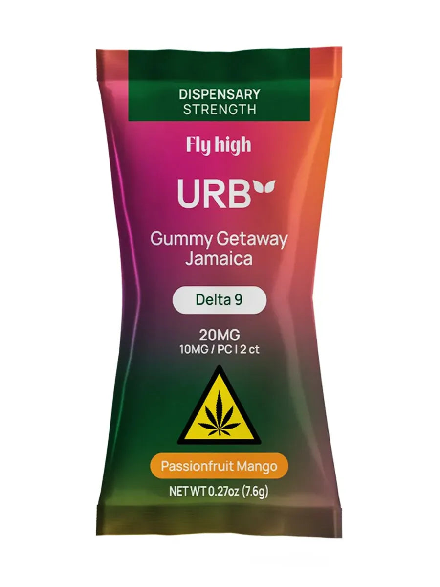 Passionfruit Mango Fly High URB Delta 9 Gummy Getaway Jamaica 20MG