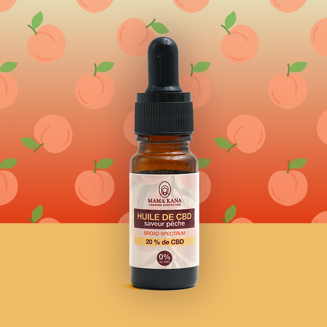 MAMA KANA CBD Huile 20% de CBD Broad Spectrum - Pêche 🍑