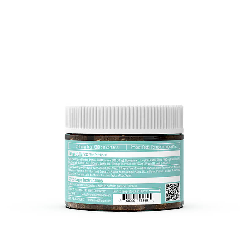 CBD Soft Chews For Digestive Support + Probiotic  – Small to Medium Dogs – 300mg
