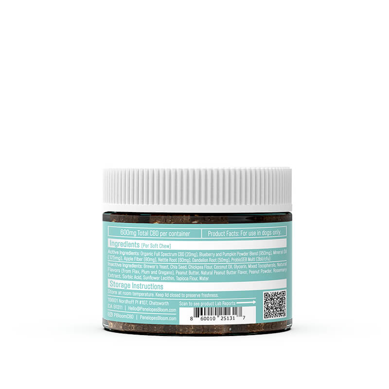 CBD Soft Chews For Digestive Support + Probiotic  – Medium to Large Dogs – 600mg