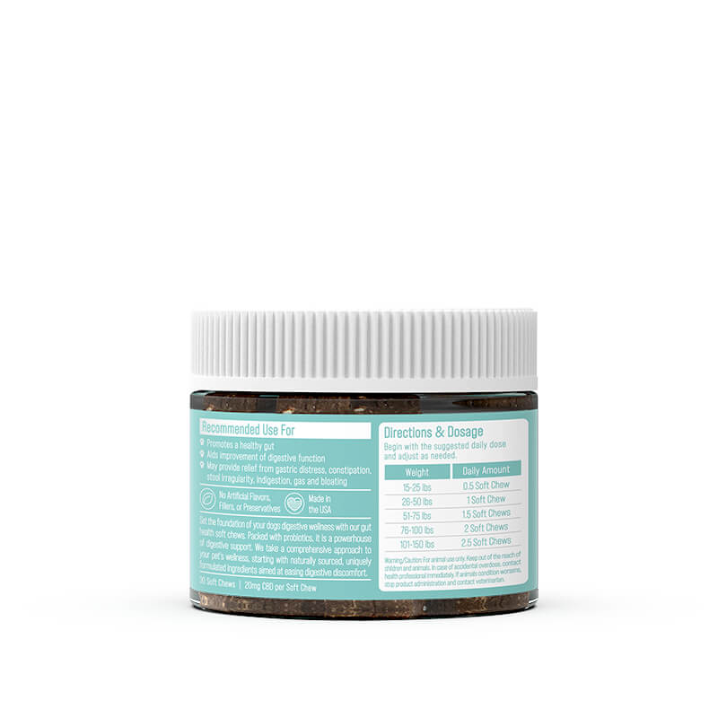 CBD Soft Chews For Digestive Support + Probiotic  – Medium to Large Dogs – 600mg