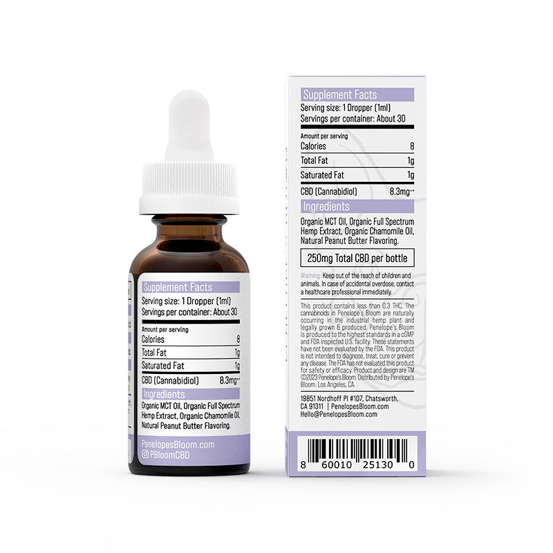 Penelope's Bloom Peanut Butter Flavor CBD Oil For Dogs 250MG-1000MG