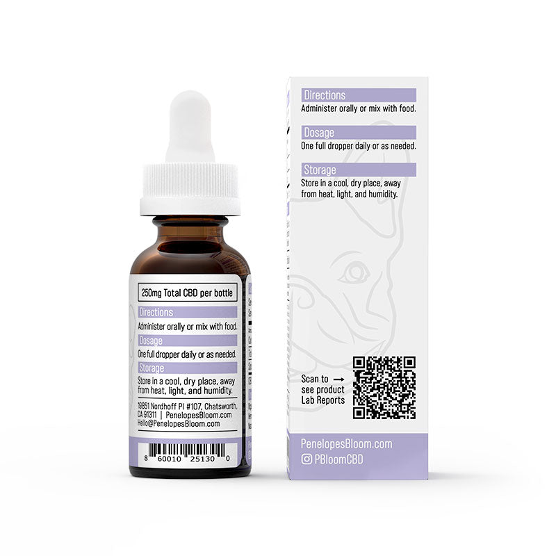 Penelope's Bloom Peanut Butter Flavor CBD Oil For Dogs 250MG-1000MG
