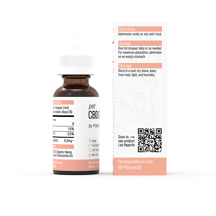 Penelope's Bloom CBD Oil For Dogs 250mg – 1000mg