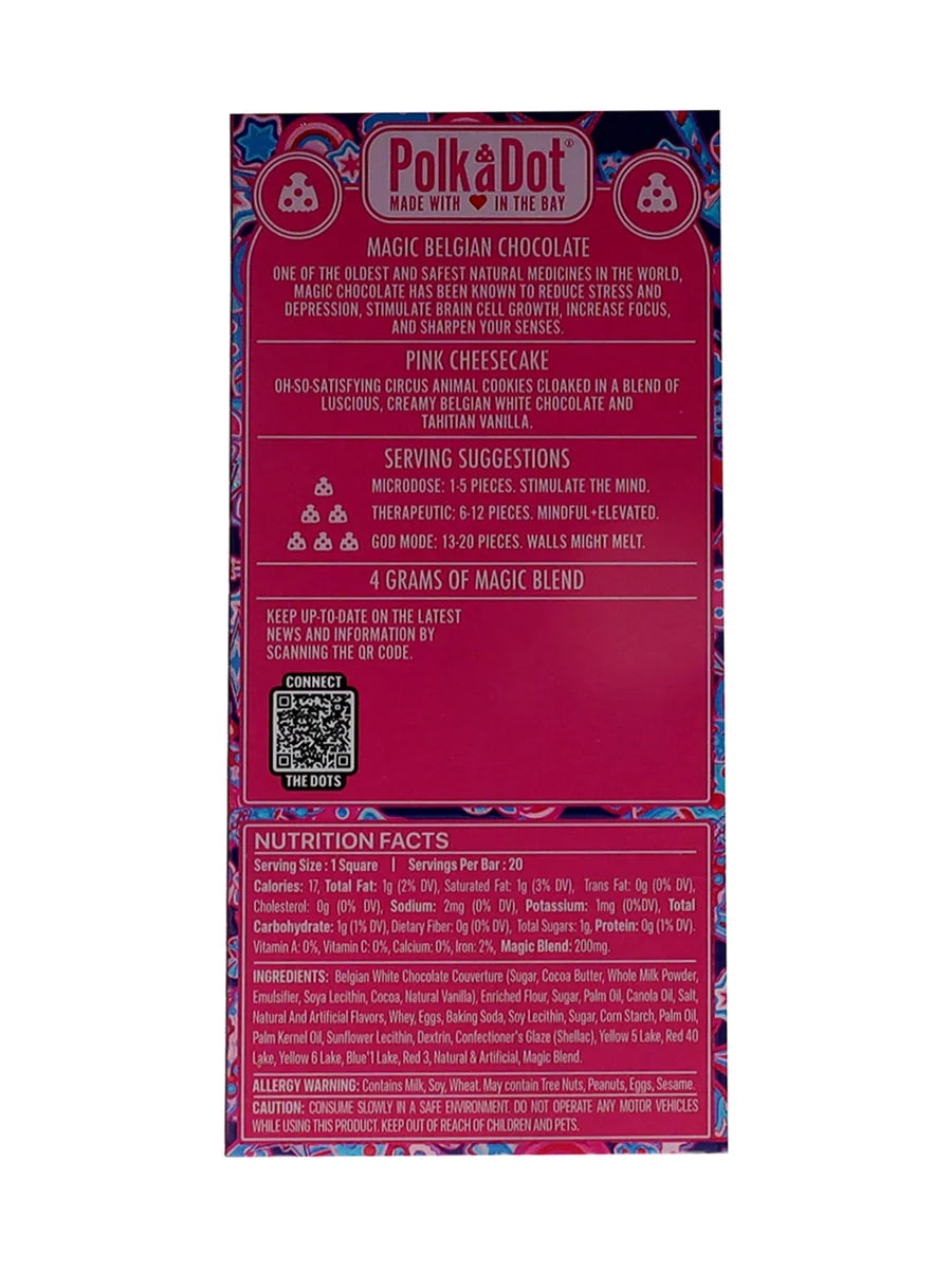 Pink Cheesecake PolkaDot Magic Mushroom Belgian White Chocolate 200mg Magic Per Piece Best Price
