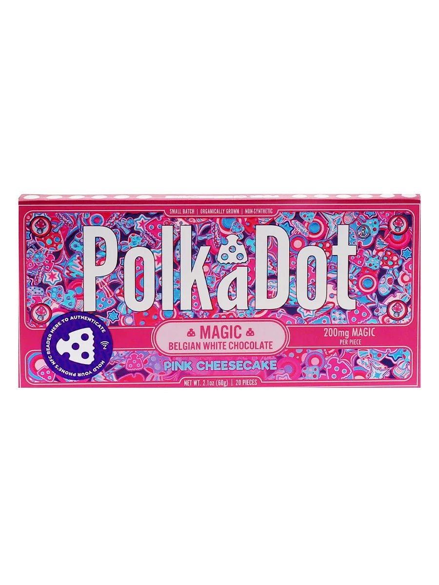 Pink Cheesecake PolkaDot Magic Mushroom Belgian White Chocolate 200mg Magic Per Piece Best Price