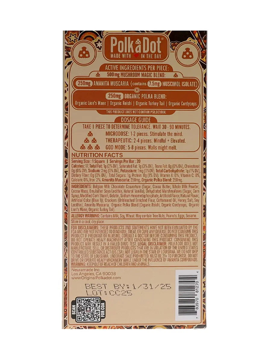 S’more Fun PolkaDot Magic Mushroom Belgian Milk Chocolate 500MG Best Price