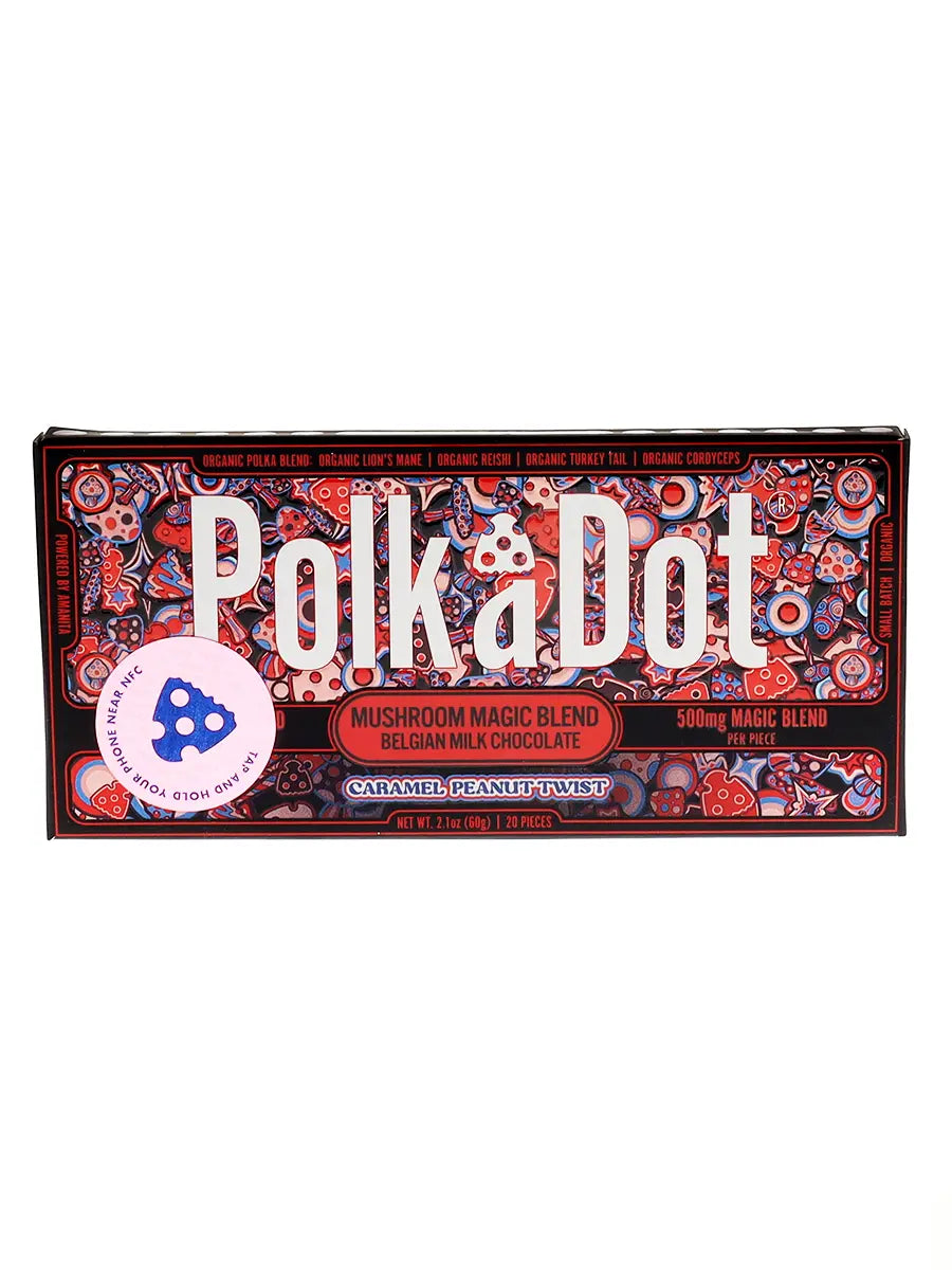 Caramel Peanut Twist PolkaDot Magic Mushroom Belgian Milk Chocolate 500MG Best Price