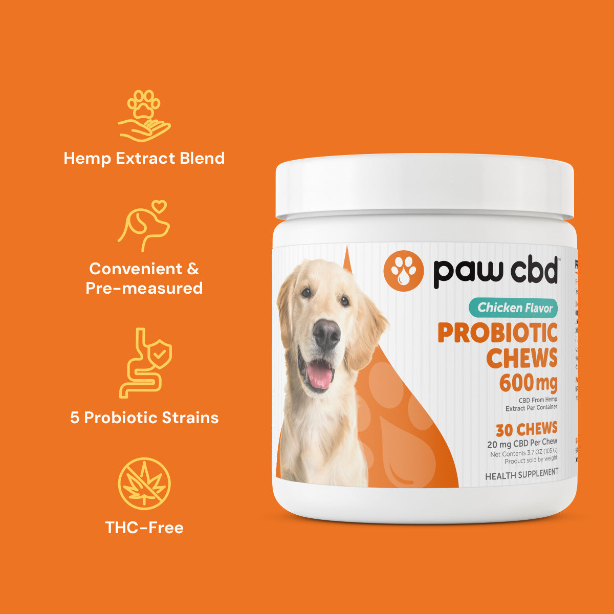 Paw CBD Broad Spectrum CBD Dog Probiotic Chews