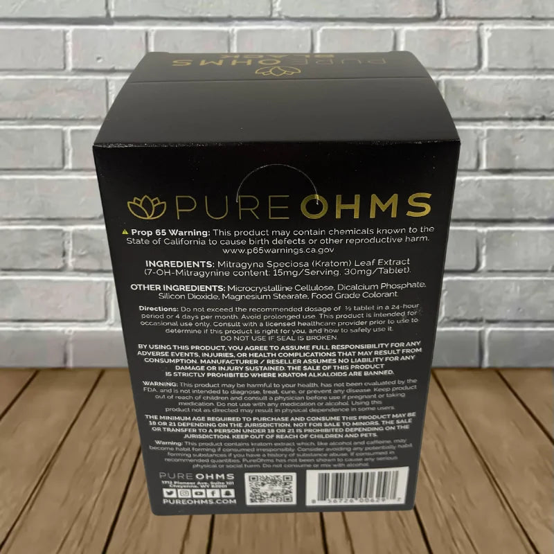 Pure Ohms Black 7-Hydroxymitragynine Extract Tablets Full Case 10ct