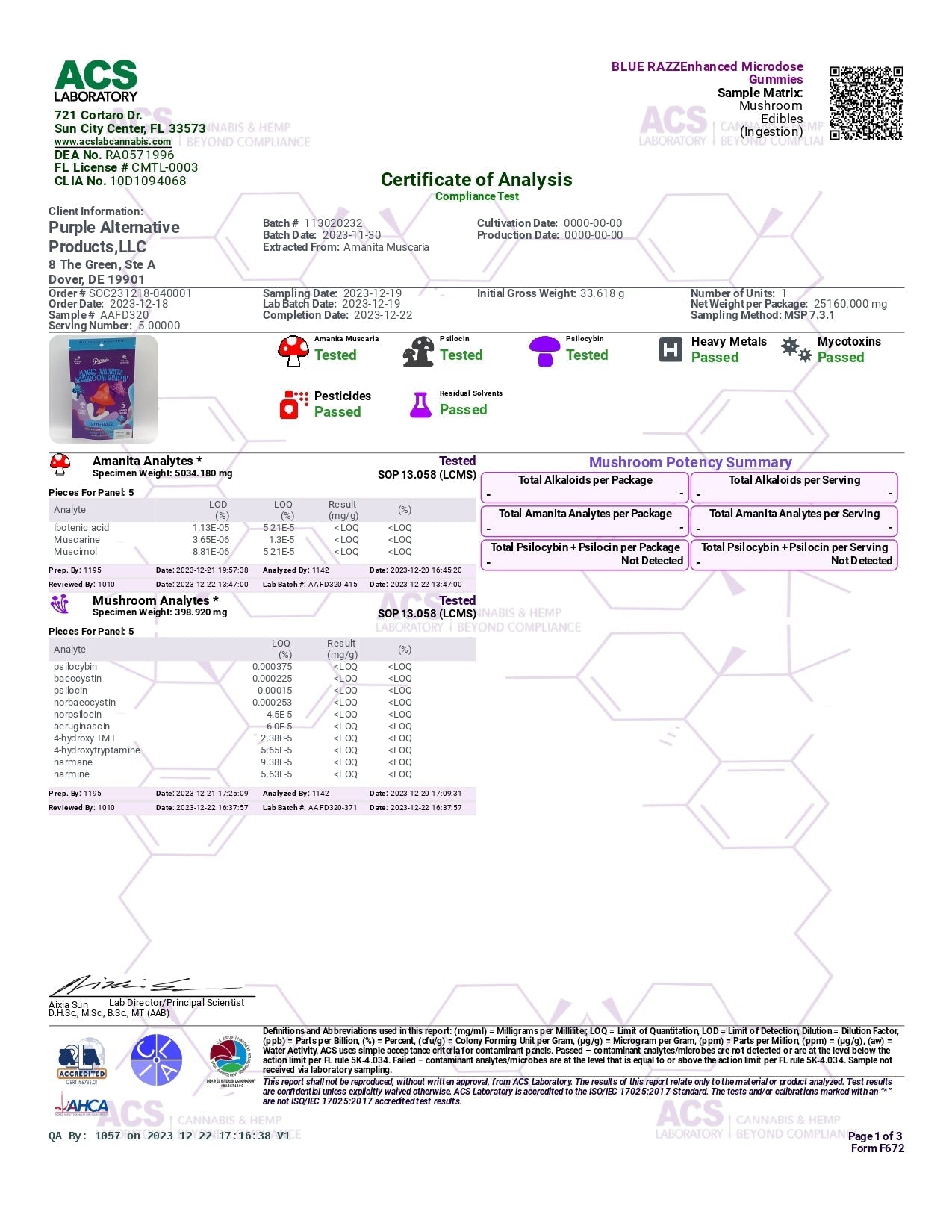 Purple Organics Mushroom Enhanced Microdose Gummies – 5CT