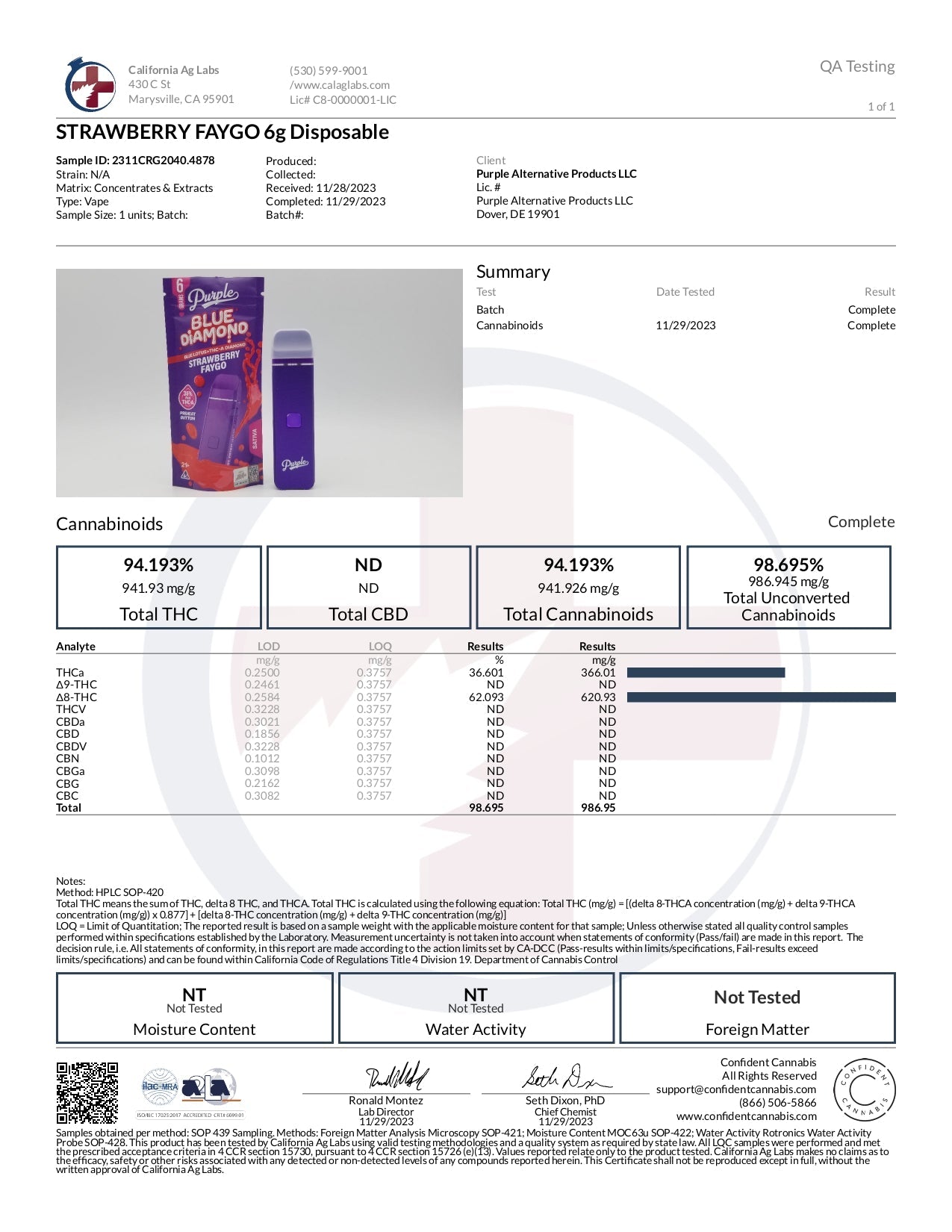 Purple Organics Blue Diamond Disposable THCA – 6 Grams