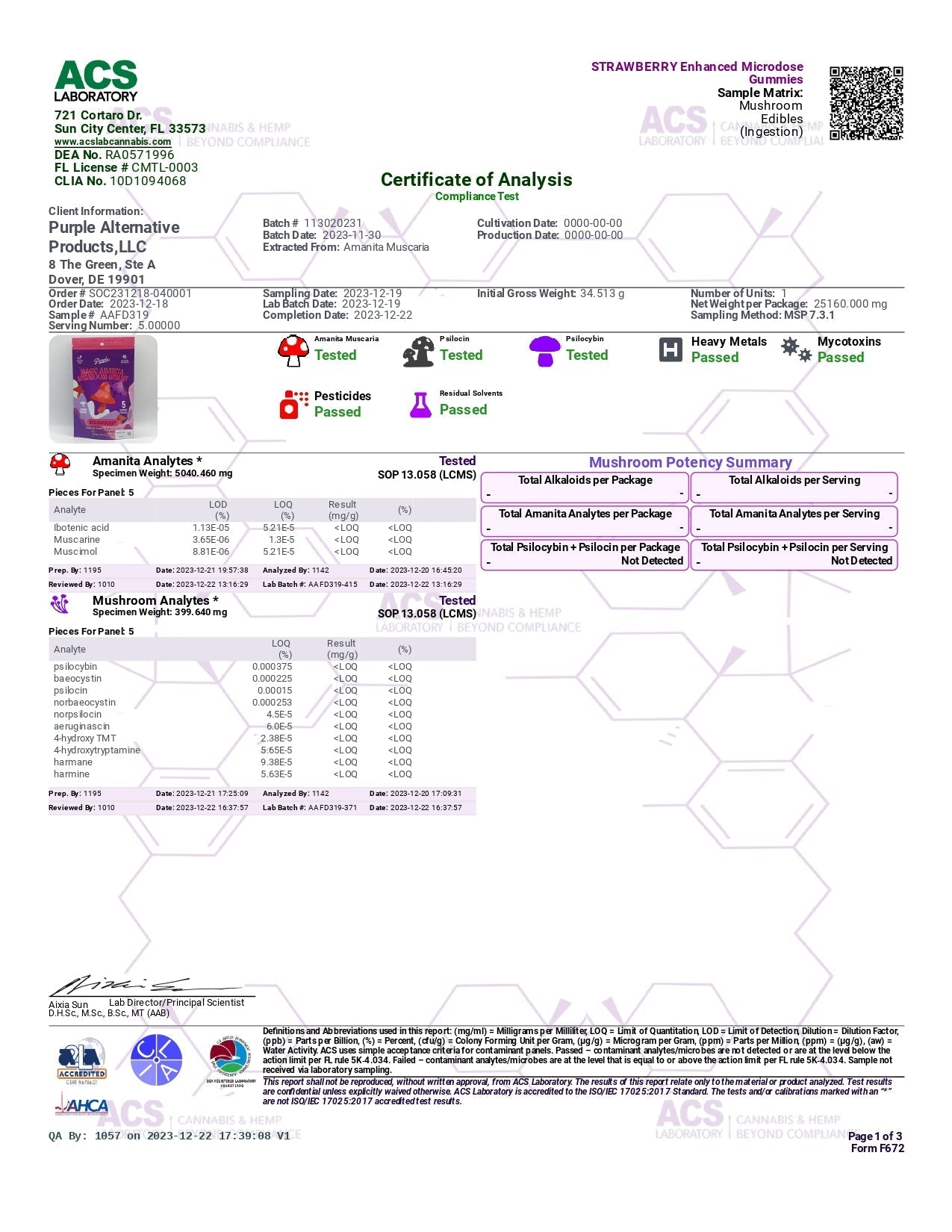 Purple Organics Mushroom Enhanced Microdose Gummies – 5CT