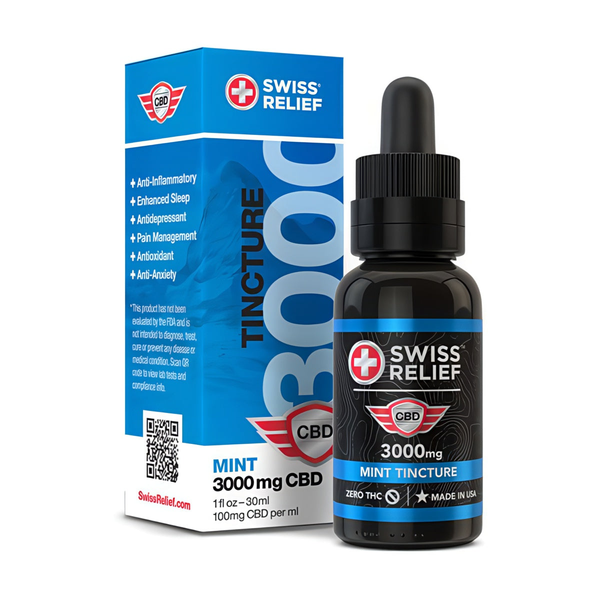 Swiss Relief Mint CBD Oil Tincture 500-3000mg