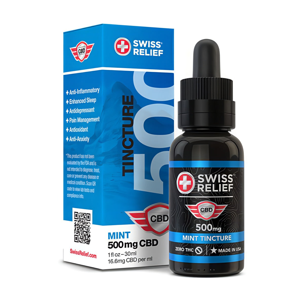 Swiss Relief Mint CBD Oil Tincture 500-3000mg