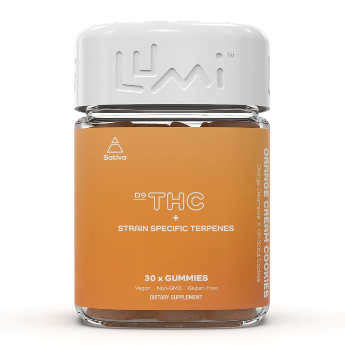 Lumi Labs | THC Gummies – Orange Cream Cookies | 5mg D9 + 5mg Strain Specific Terpenes – 30ct