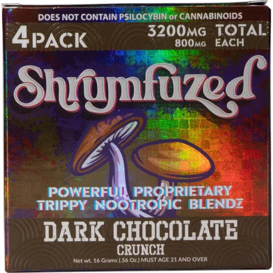 Shrumfuzed Nootropic Trippy Psychedelic Mushroom Chocolate 4pc (Dark Chocolate Crunch) Best Price