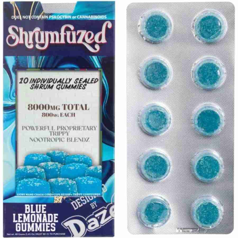 Shrumfuzed Nootropic Trippy Psychedelic Mushroom Gummies 10pc – (Blue Lemonade) Best Price